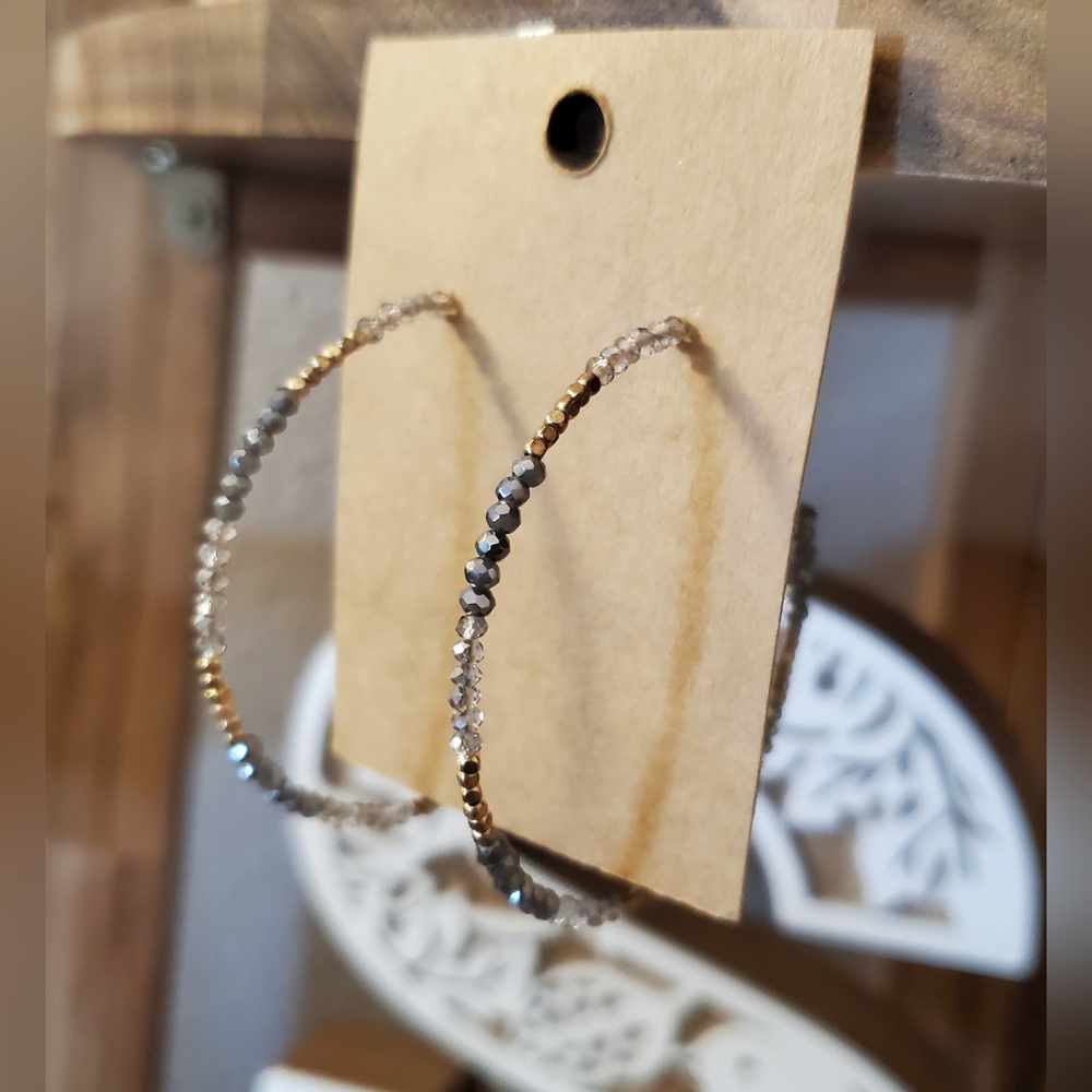 NWOT Beaded Hoop Earrings